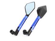 Motorcycle Universal Pentagon Lens Wide Angle Rear View Mirror Blue Black Pair