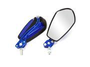 Unique Bargains 2 x Blue Rotatable Side Rear View Mirror Blind Spot Rearview for Motorbike