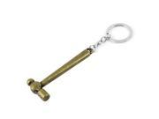 Unique Bargains Portable Metal Hammer Pendant Key Chain Split Ring Keychain Brass Tone