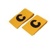 2 Pcs Yellow Elastic Fabric Football Soccer Captain Arm Band with Black Letter C Printed
