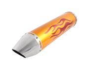 Universal 60mm Inlet Dia Gold Tone Red Flame Print Motorcycle Exhaust Muffler