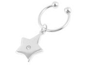 Unique Bargains Silver Tone Metal Split Ring Five Pointed Star Pendant Screwball Keychain