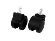 Unique Bargains 12mm Grip Ring Stem 2 50mm Dia Twin Wheel Rotatable Chair Caster Black 2pcs