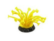 Unique Bargains Yellow 7cm Dia Soft Silicone Coral Adorn Clear Connector for Fish Tank