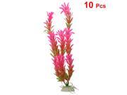 Unique Bargains 10 Pcs 11 Height Green Hot Pink Emulational Plants Decor for Fish Tank