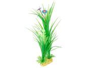 Unique Bargains Fish Tank 13 Height Blue Yellow Floral Green Grass