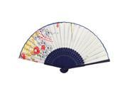 Houseware Bamboo Hollow Out Ribs Multicolor Flower Print Foldable Hand Fan