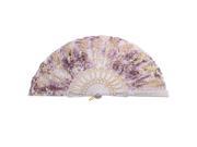 Hanging D Ring Hollow Out Frame Floral Pattern Folding Hand Fan Gray