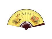 Flowers Birds Pattern Wood Frame Man Summer Folding Hand Fan