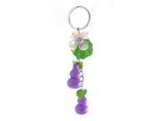 Purple Plastic Calabash Flower Pendant Keychain Keyring Handbag Purse Ornament