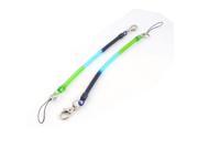 Unique Bargains 2 Pcs Plastic Lobster Clasp Spiral Coiled Strap Lanyard Keychain Tri color