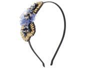 Unique Bargains Gold Tone Faceted Beads Bowtie Decor Hair Hoop Band for Women Lady