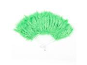 Foldable White Hollow Plastic Green Fluffy Feather Hand Fan