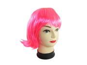 Unique Bargains Full Fringe Short Bob Hairstyle Cosplay Hot Pink Wig