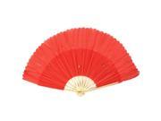 Chinese Style Bamboo Fabric Wedding Party Hand Folding Dancing Fan Red