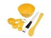 Unique Bargains Woman Cosmetic 4 in 1 DIY Facial Mask Bowl Brush Stick Measuring Spoon Yellow