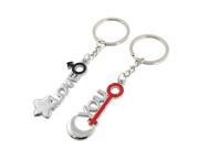 Unique Bargains Words Style Silver Tone 1 Pair Key Rings for Couple