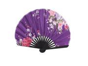 Unique Bargains Bamboo Rim Oriental Chinese Style Dancing Decor Folded Hand Fan Purple