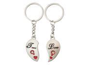 Unique Bargains Lovers Pair Lovely Half Heart Pendant Keychain Key Ring