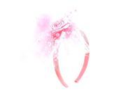 Unique Bargains Pink Plastic Beads Lace Flower Accent Slim Hairband Hair Hoop for Girls