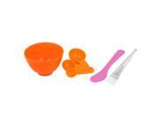 Unique Bargains Home DIY Bowl Brush Spoon Gauge Stick Beauty Facial Mask Tool 4 in 1 Set Orange