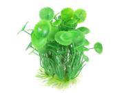 Unique Bargains Aquarium Simulated Green Plastic Round Leave Plant Ornament 15cm