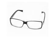 Unique Bargains Stylish Black Plastic Unisex Clear Rectangle White Lens Plain Suit Glasses