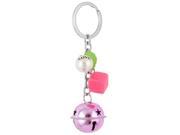 Bells Beads Detail Keyring Keychain Key Carrier Bag Purse Ornament Pink White