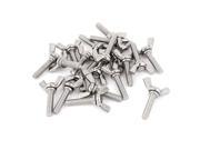 Unique Bargains M5x20mm Thread Stainless Steel Wing Bolt Butterfly Screws Silver Tone 20Pcs