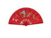 Unique Bargains Tai Chi Kung Fu Sport Handcraft Plastic Ribs Foldable Hand Fan Red