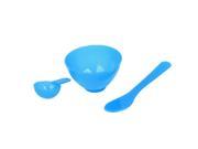 Unique Bargains Ladies Make Up Tool Blue Plastic 8.5cm Dia Mask Mixing Bowl Stick Spoon Set