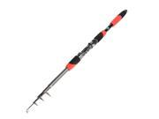 Black Red 5 Sections Foam Coated Handle Retractable Fishing Pole Rod 2.1M