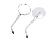 Unique Bargains Pair Silver Tone Thread Mounted Motorcycle Side Rearview Mirrors
