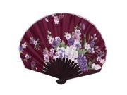 Date Red Bamboo Frame Floral Printed Folding Hand Fan