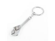 Unique Bargains 11cm Length Silver Tone Metal Wrench Shape Flat Split Keyring Keys Holder