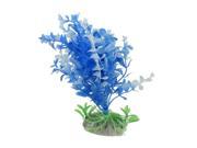 Unique Bargains Emulation Blue White Plastic Plant w Oval Ceramic Base for Fish Tank