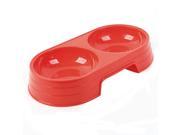 Unique Bargains Red Plastic Double Sections Pet Cat Dog Food Water Bowl Dish