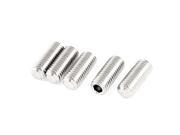 M10x25mm 1.5mm Pitch Stainless Steel Hex Socket Set Flat Point Grub Screws 5pcs