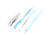 Unique Bargains Unique Bargains 4 in 1 Earpick Cuticle Trimmer Blue Eyebrow Comb Makeup Beauty Tool for Ladies