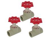 Water Supply 25mm to 25mm Double Way Red Handle PPR Gate Valve 3 PCS