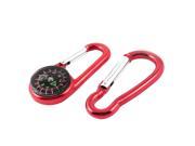 Unique Bargains Camping Red Aluminum Alloy Compass Carabiner Hook Clip 2 in 1