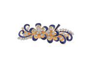 Unique Bargains Ladies Royal Blue Floral Design Metal French Clip Hairclip