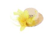 Unique Bargains Cocktail Party Feather Top Hat Alligator Hair Clip Fascinator Yellow for Girl