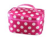 Unique Bargains White Dotted Print Dark Pink Foldable Cosmetic Holder Bag for Womens