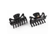 Lady 14 Teeth Spring Loaded Plastic Hair Jaw Claw Clip Clamp Hairclip Black 2pcs