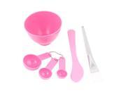 Unique Bargains Woman DIY Facial Skin Care Mask Bowl Brush Stick Measuring Spoon 4 in 1 Set Pink