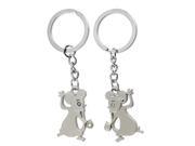 Magnetic Dancing Mouse Metal Keyrings Keychains 2 Pcs for Couples