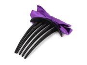 Unique Bargains Black Purple 5 Plastic Teeth Bowknot Accent Hair Clip Comb for Lady