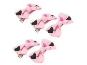 Pet Dog Puppy Heart Pattern Grooming Hairpin Barrette Clip 5 Pcs Pink