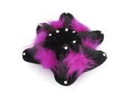 Fuchsia Plush Ball Decor Star Shape Elastic Ponytail Hair Tie Band Holder for Women
